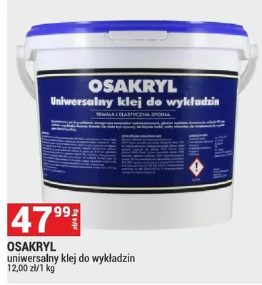 Klej OSAAKRYL uniwersalny klej do wykładzin promocja w Merkury Market