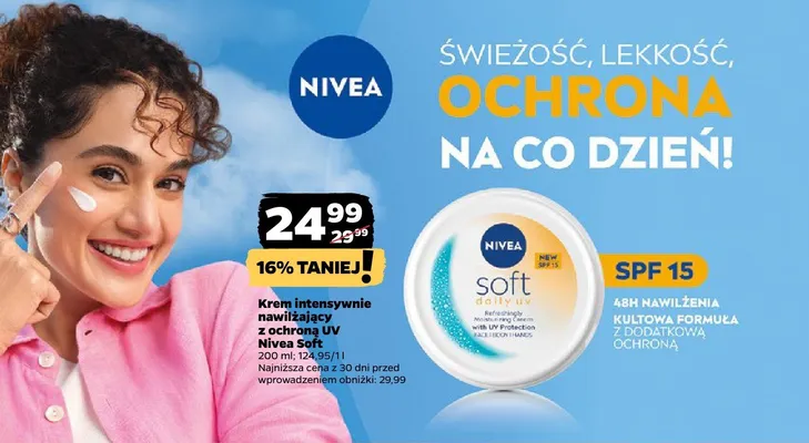 Krem intensywnie nawilżający z ochroną UV SPF 15 promocja w Netto