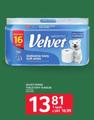 Papier toaletowy Velvet Delikatnie biały Soft white promocja w Selgros