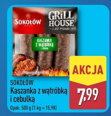 Kaszanka Sokołów z wątróbką i cebulką Grill House promocja w Aldi
