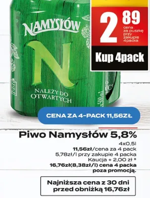 Piwo bezalkoholowe Namysłów promocja w Supeco
