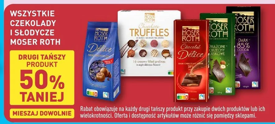 Czekolady i słodycze różne rodzaje promocja w Aldi