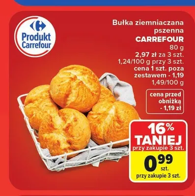 Bułka ziemniaczana pszenna Carrefour promocja w Carrefour