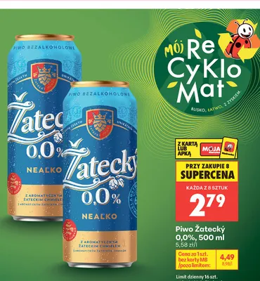 Piwo bezalkoholowe Žatecký 0,0% promocja w Biedronka