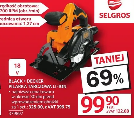 Pilarka tarczowa Li-Ion Black + Decker promocja w Selgros
