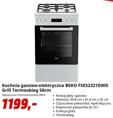 Kuchnia gazowo-elektryczna BEKO promocja w Media Markt