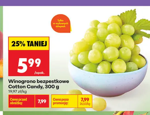 Winogrono bezpestkowe Cotton Candy promocja w Biedronka