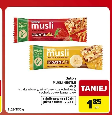 Baton musli Nestlé czekoladowo-bananowy promocja w Carrefour Market