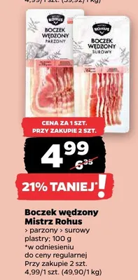 Boczek wędzony surowy Mistrz Rohus promocja w Netto