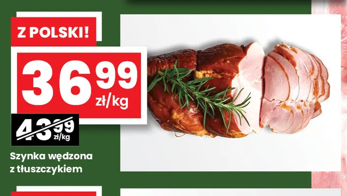 Szynka wędzona z tłuszczykiem promocja w emma MARKET