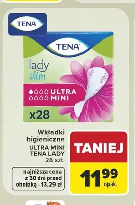 Wkładki higieniczne Tena Lady Slim Ultra Mini promocja w Carrefour