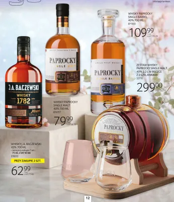 ZESTAW WHISKY PAPROCKY SINGLE MALT 40% 2,2 L W BECZCE Z 2 SZKLANKAMI promocja w Selgros