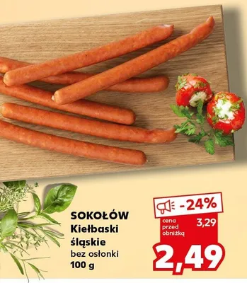 Kiełbaski śląskie bez osłonki Sokołów promocja w Kaufland