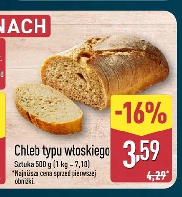 Chleb typu włoskiego promocja w Aldi
