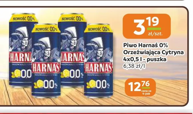 Piwo bezalkoholowe Harnaś 0% Orzeźwiająca Cytryna 4-pak promocja w Gama