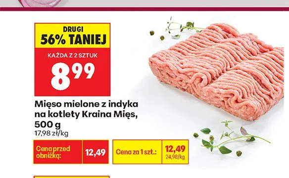 Mięso mielone z indyka na kotlety Kraina Mięs promocja w Biedronka