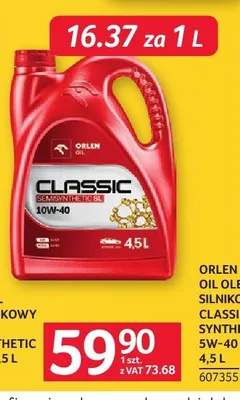 Olej silnikowy Classic Semisynthetic 10W-40 ORLEN OIL 4,5l promocja w Selgros