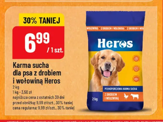 Karma sucha dla psa z drobiem i wołowiną Heros promocja w POLOmarket