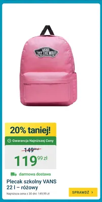 Plecak szkolny VANS 22 l różowy promocja w ERLI