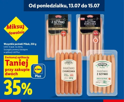Parówki z szynki Pure Pikok promocja w Lidl