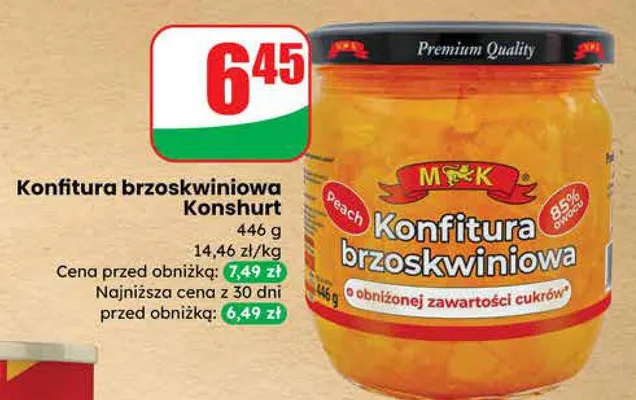 Konfitura brzoskwiniowa promocja w Dino