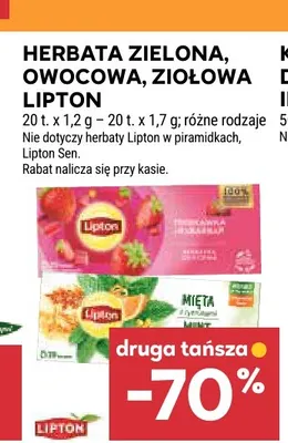 Herbata zielona owocowa ziołowa Lipton promocja w Stokrotka