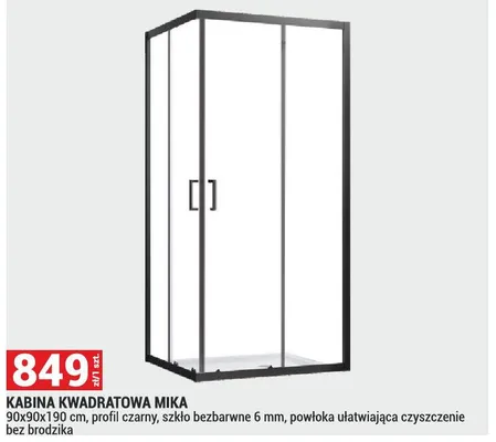 Kabina prysznicowa kwadratowa Mika promocja w Merkury Market