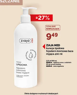 Kremowa baza myjąca Ziaja Med kuracja lipidowa fizjoderm promocja w Ziko Dermo