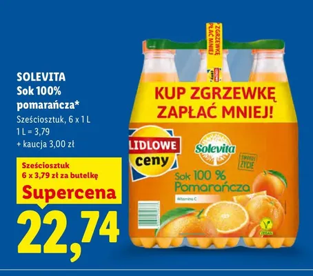 Sok pomarańcza Solevita 6-pak 100% promocja w Lidl