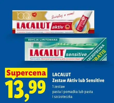 Zestaw pasta do zębów i pomadka Lacalut Aktiv promocja w Lidl