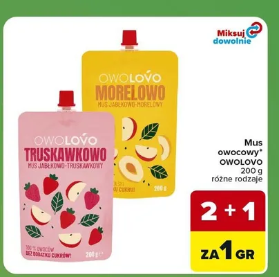 Mus owocowy truskawkowy Owolovo promocja w Carrefour Express