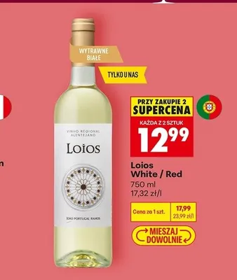 Wino wytrawne czerwone Loios Red promocja w Biedronka