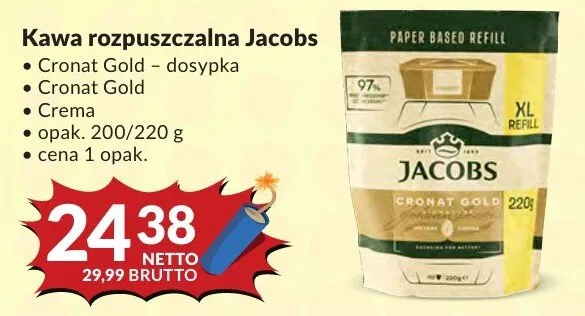 Kawa rozpuszczalna Jacobs Cronat Gold promocja w Makro