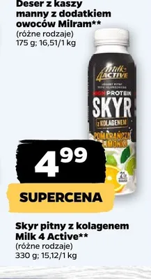 Skyr pitny z kolagenem pomarańcza limonka Milk 4 Active promocja w Netto