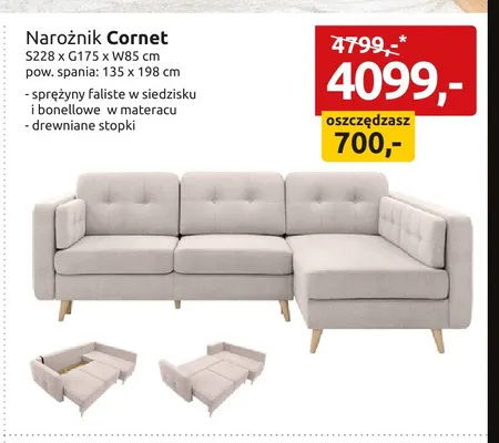 Narożnik Cornet promocja w Black Red White