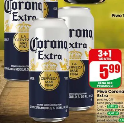 Piwo Corona Extra promocja w Dino