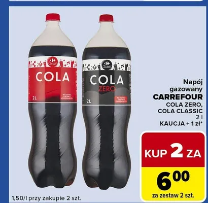 Napój gazowany Cola Zero i Cola Classic promocja w Carrefour Express