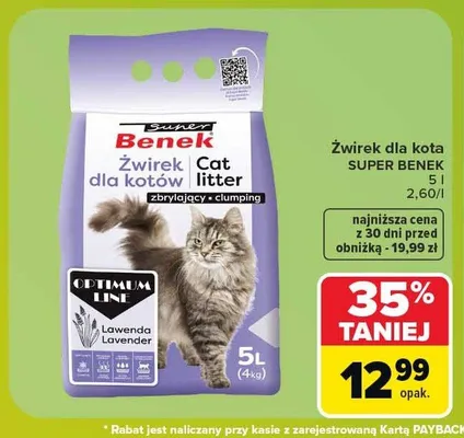 Żwirek dla kota Super Benek Optimum Line Lawenda promocja w Carrefour