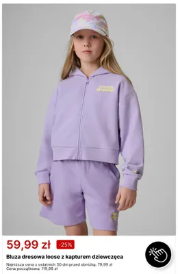 Bluza dresowa loose z kapturem dziewczęca 4F promocja w 4F