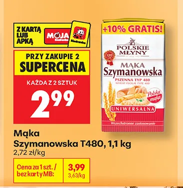 Mąka Szymanowska T480 Polskie Młyny promocja w Biedronka