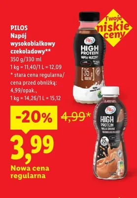 Napój wysokobiałkowy czekoladowy Pilos promocja w Lidl