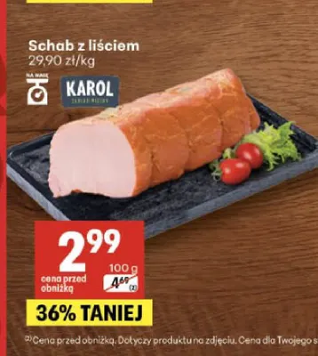 Schab z liściem Karol promocja w Delikatesy Centrum