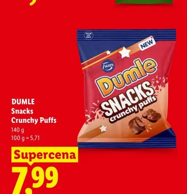 Draże Dumle Snacks Crunchy Puffs Fazer promocja w Lidl
