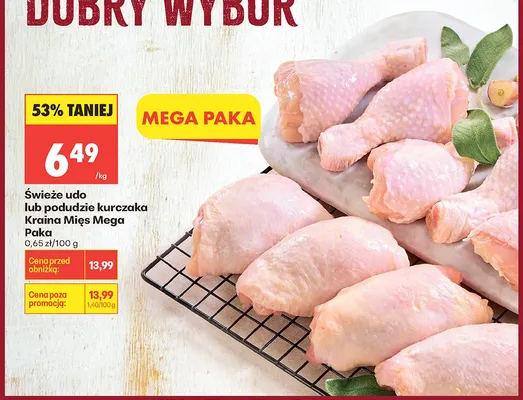 Świeże udo lub podudzie kurczaka Kraina Mięs Mega Paka promocja w Biedronka