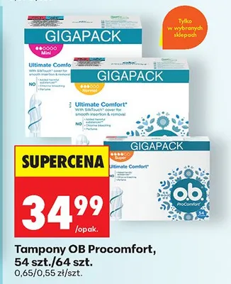 Tampony Ultimate Comfort promocja w Biedronka