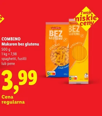 Makaron bez glutenu Spaghetti Combino promocja w Lidl