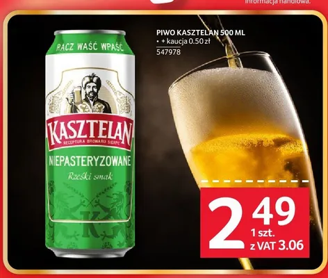 Piwo Kasztelan Niepasteryzowane promocja w Selgros