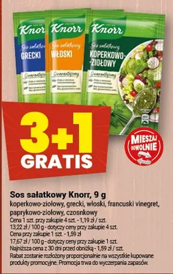 Sos sałatkowy Knorr koperkowo-ziołowy, grecki, włoski, francuski vinegret, paprykowy promocja w Twój Market