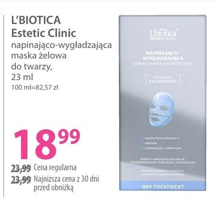 Maska Estetic Clinic napinająco-wygładzająca żelowa do twarzy promocja w Hebe