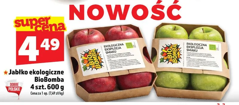 Jabłko ekologiczne BioBomba polskie promocja w TOPAZ